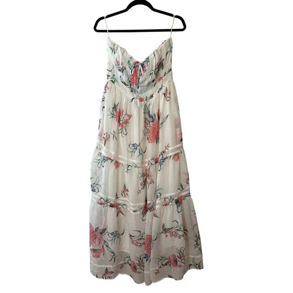 Anthropologie Somerset Strapless Floral Chiffon Midi Dress NWT Size Large - Picture 3 of 10
